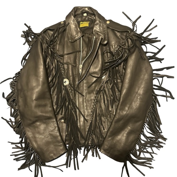 Vintage Protech Leather Apparel Black Biker Motorcycle Jacket Medium size 40 - Picture 15 of 16